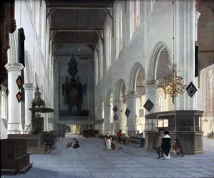 Het Interieur van de Oude Kerk in Delft